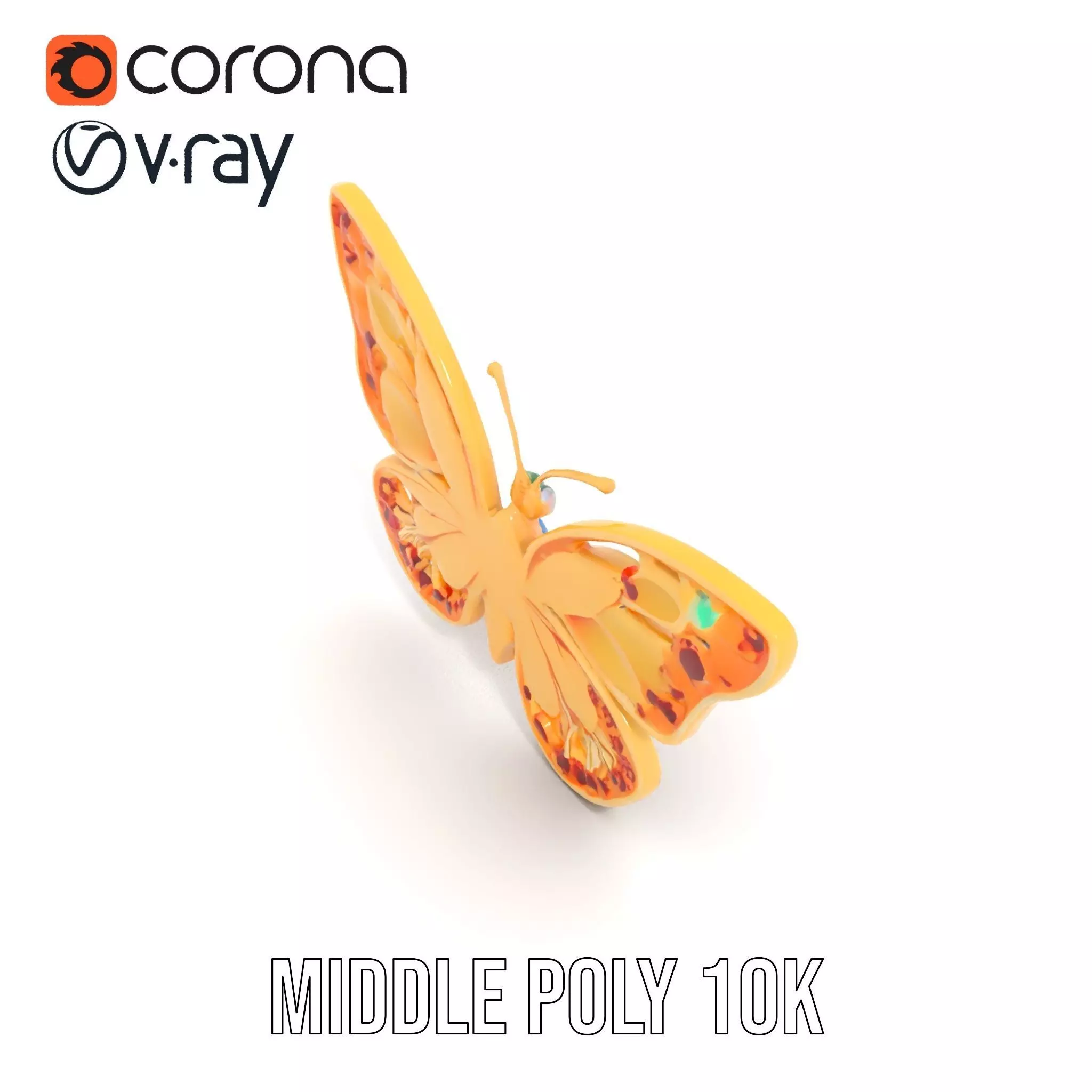 Colorful Gem Butterfly model pack Low-poly 3D model_6
