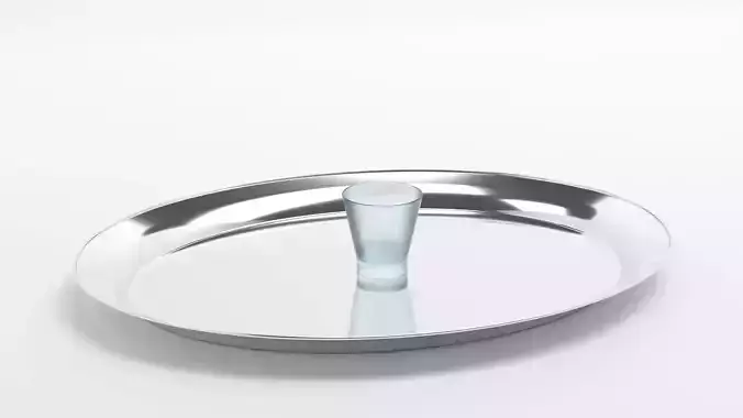 Silver Plate Tray With Chaser Glass 3D Model