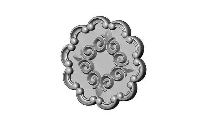 Round scroll eternity floral ornament rosette carving 3D print model