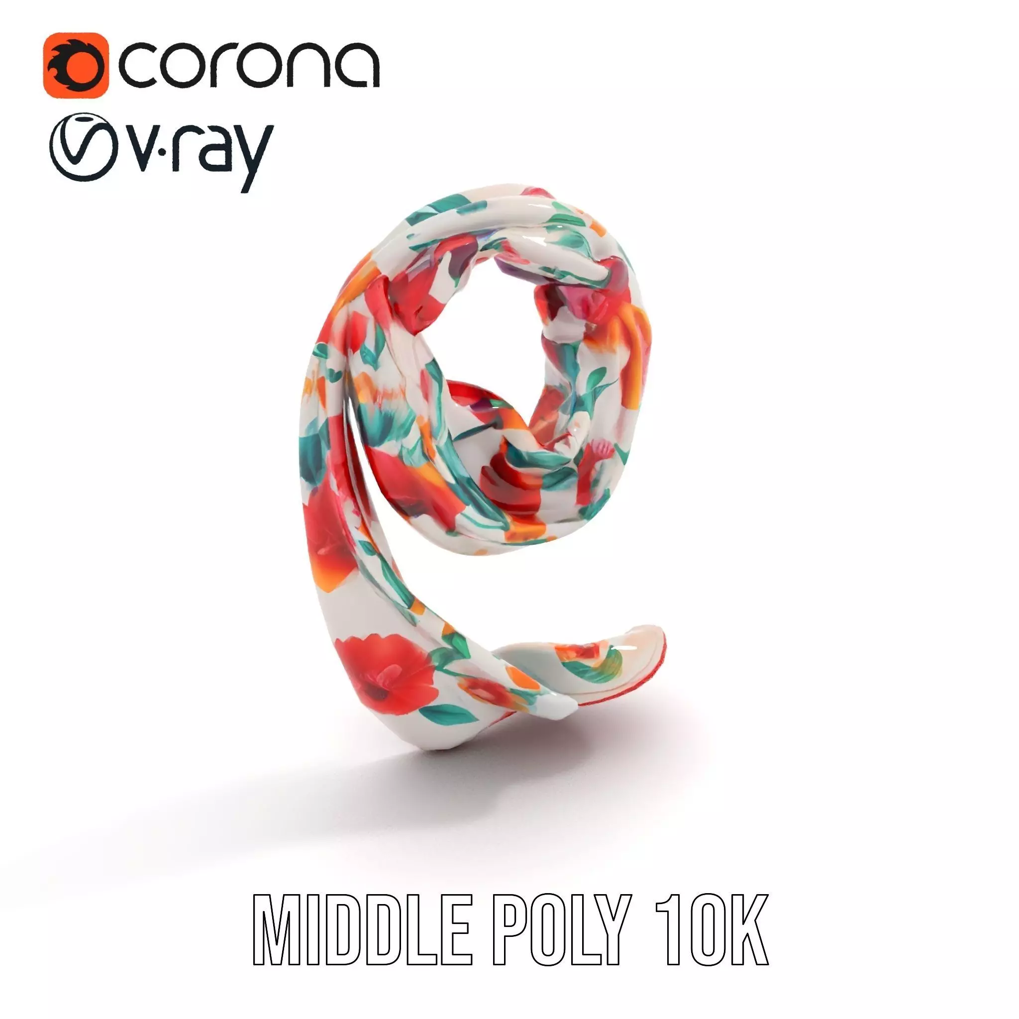 Vibrant Floral Scarf model pack Low-poly 3D model_12