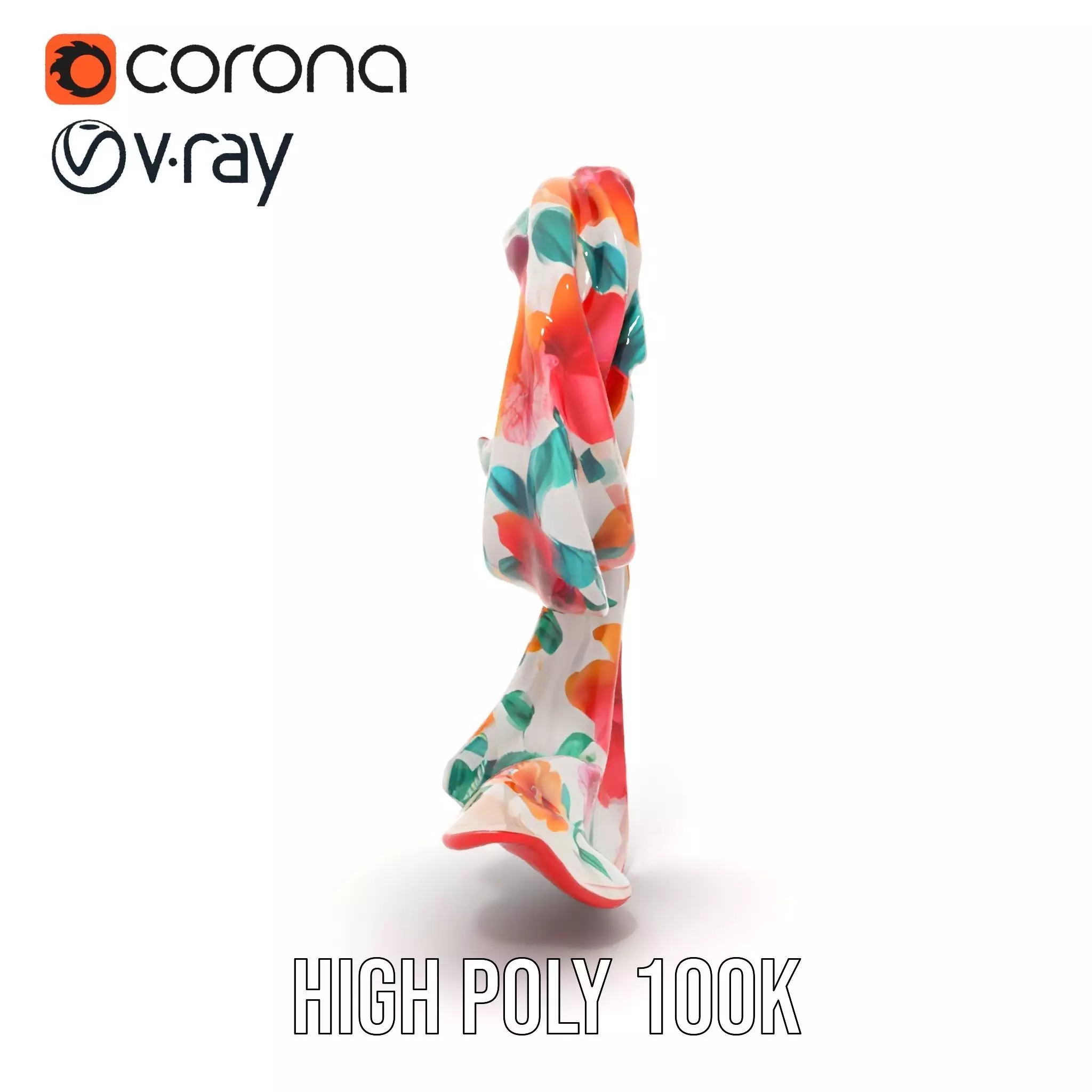 Vibrant Floral Scarf model pack Low-poly 3D model_24