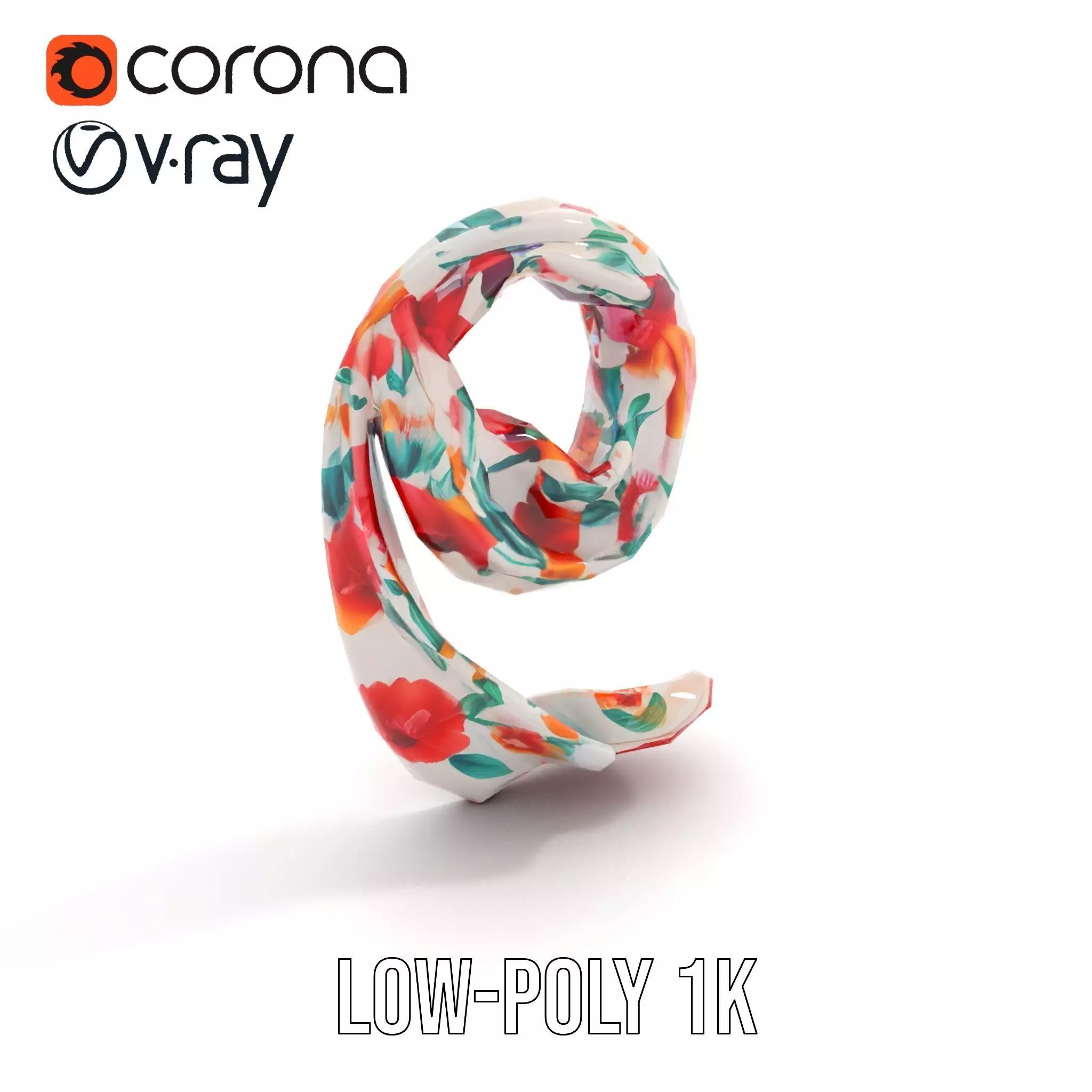 Vibrant Floral Scarf model pack Low-poly 3D model_20
