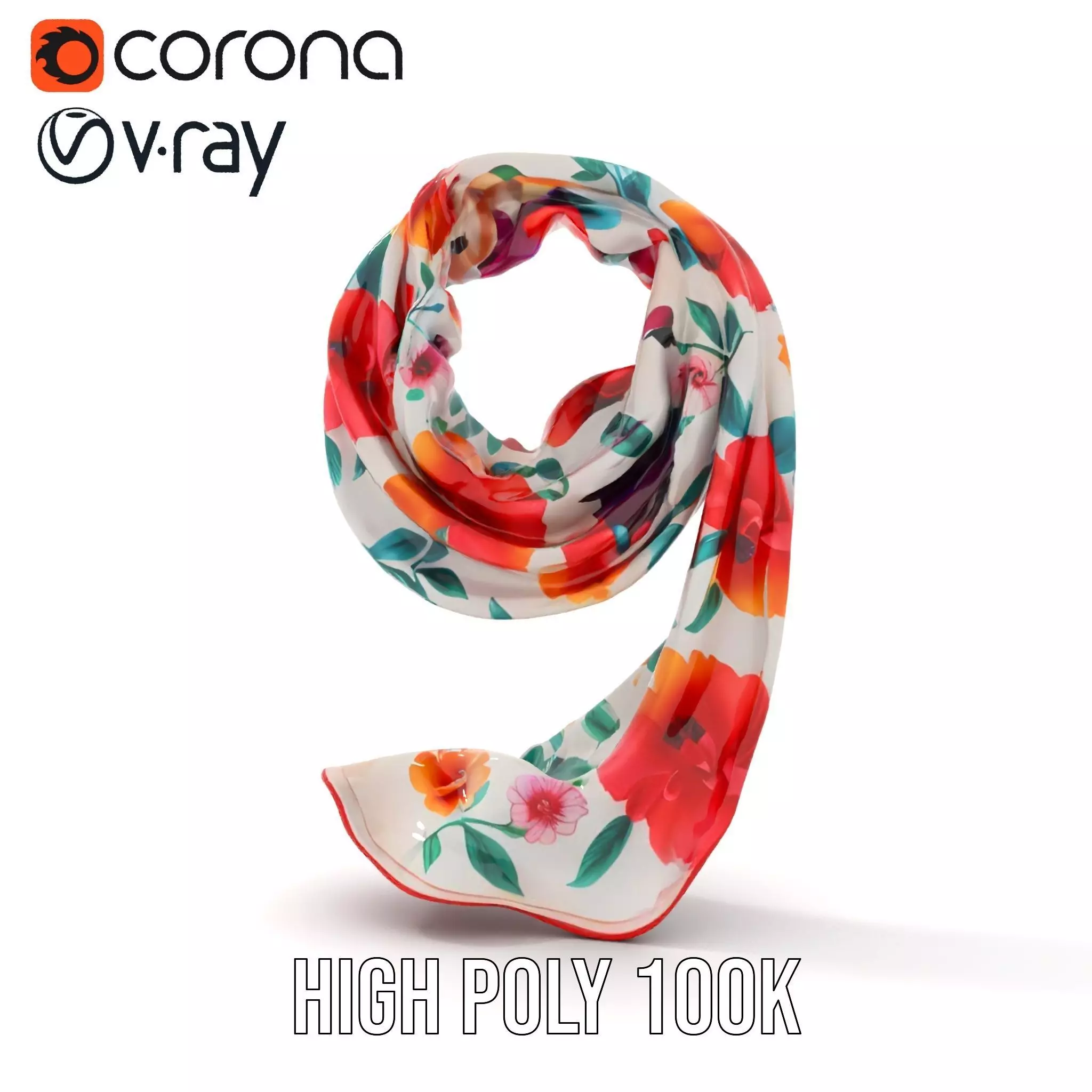 Vibrant Floral Scarf model pack Low-poly 3D model_33