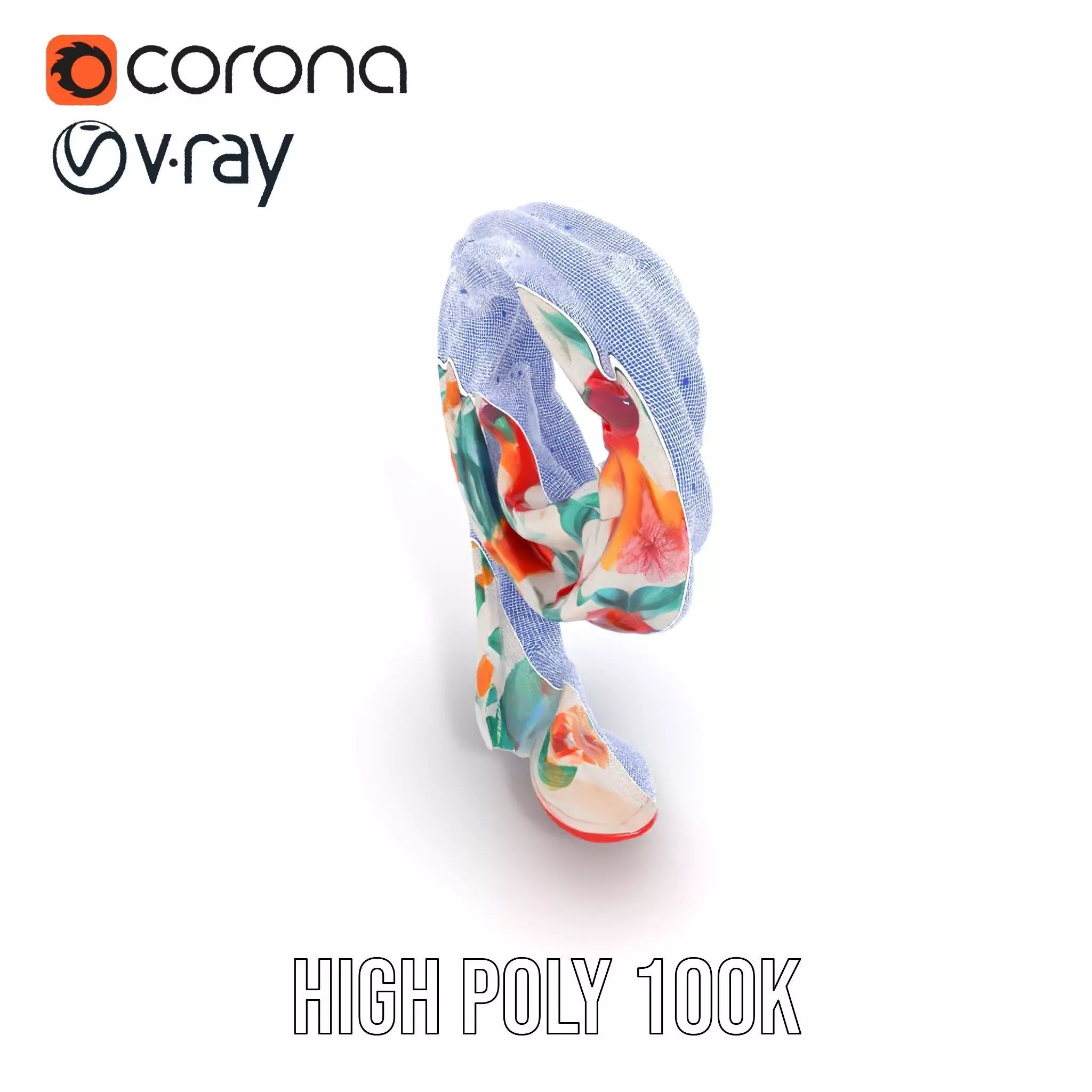 Vibrant Floral Scarf model pack Low-poly 3D model_32