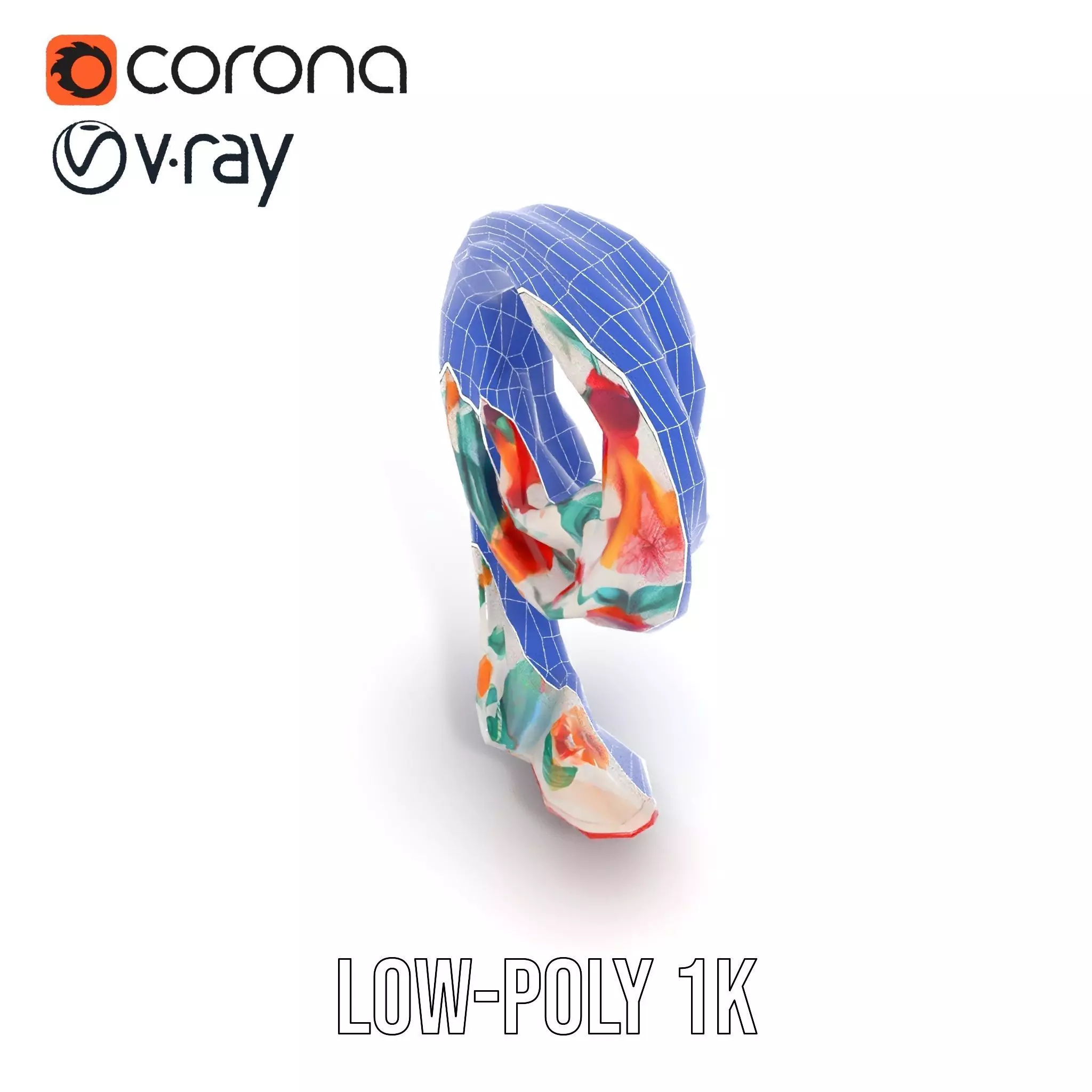 Vibrant Floral Scarf model pack Low-poly 3D model_26