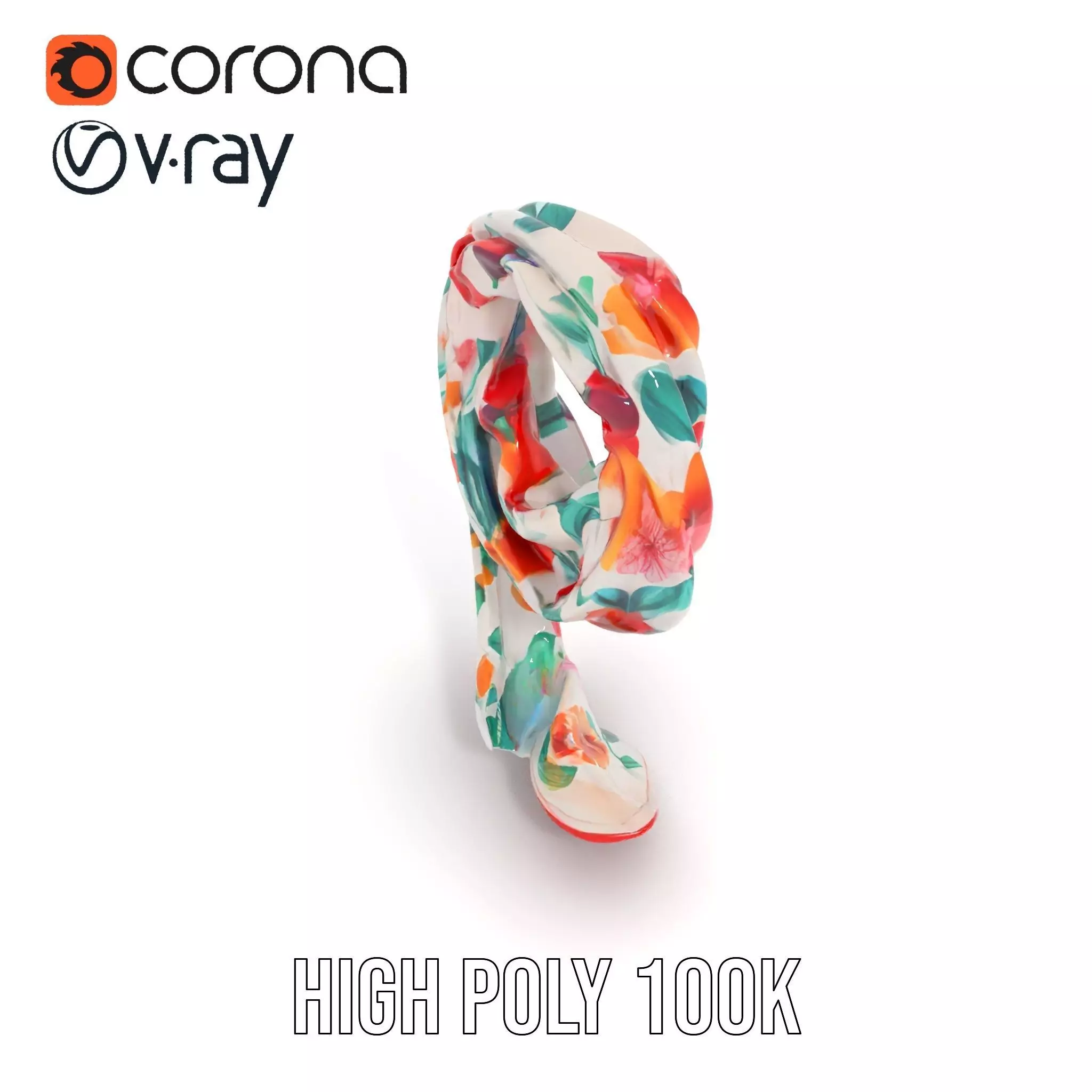 Vibrant Floral Scarf model pack Low-poly 3D model_21
