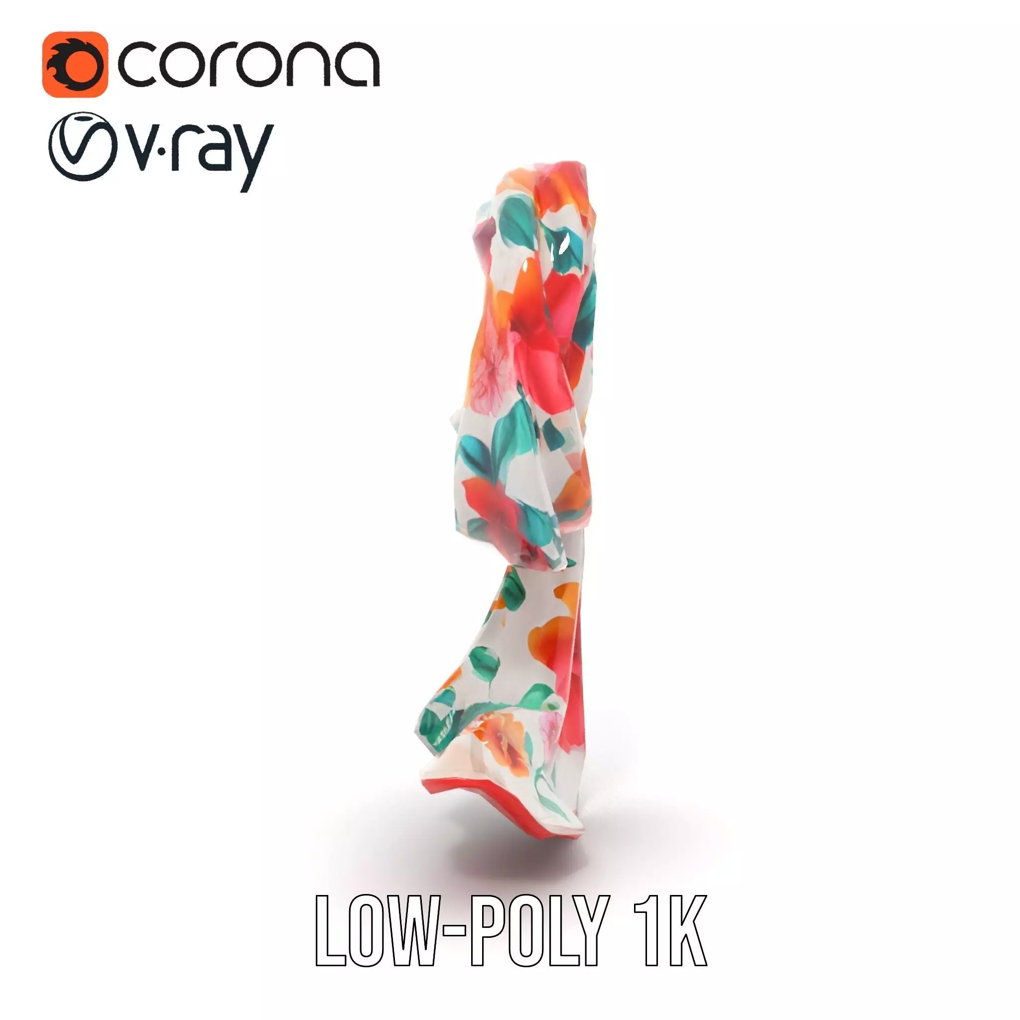 Vibrant Floral Scarf model pack Low-poly 3D model_13