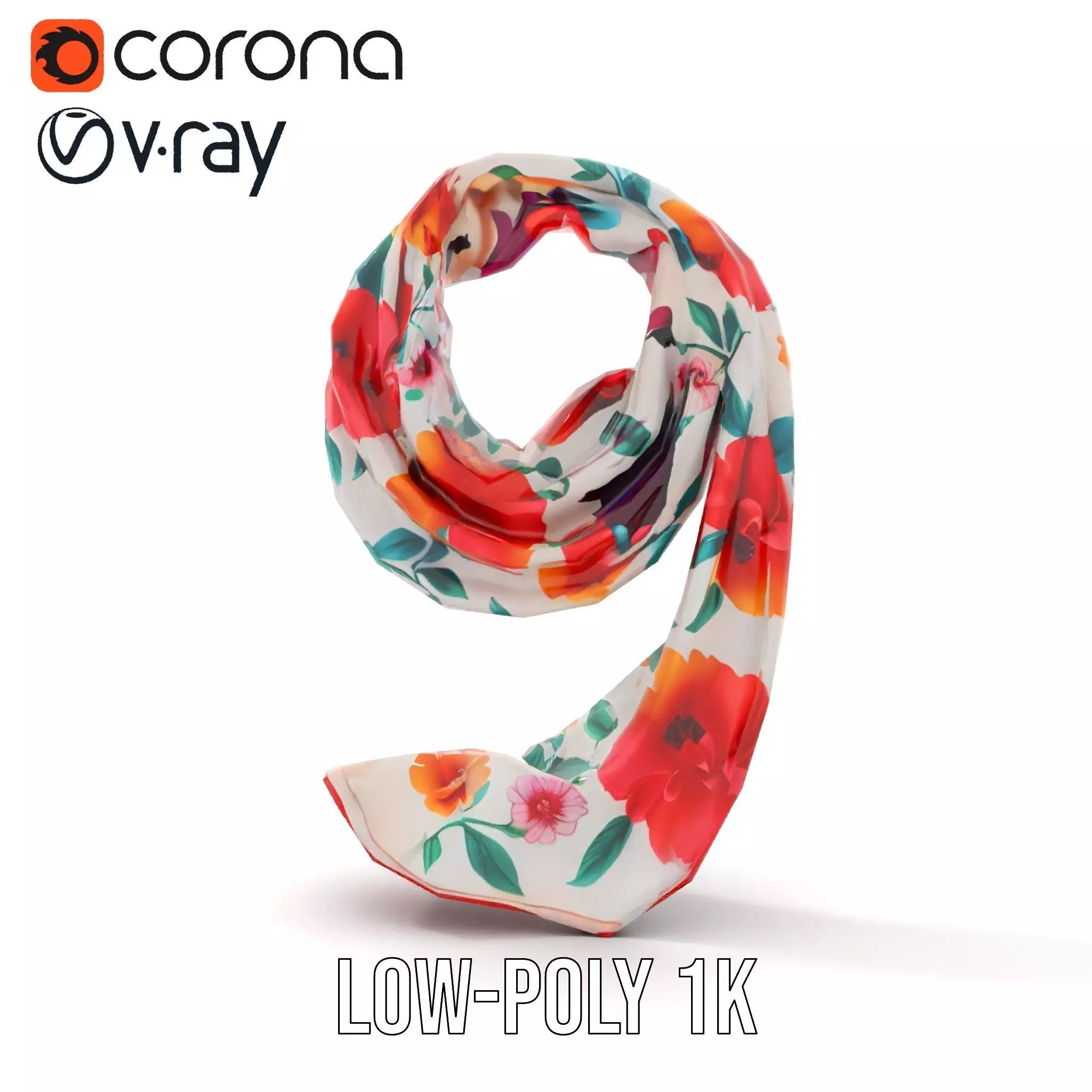 Vibrant Floral Scarf model pack Low-poly 3D model_8