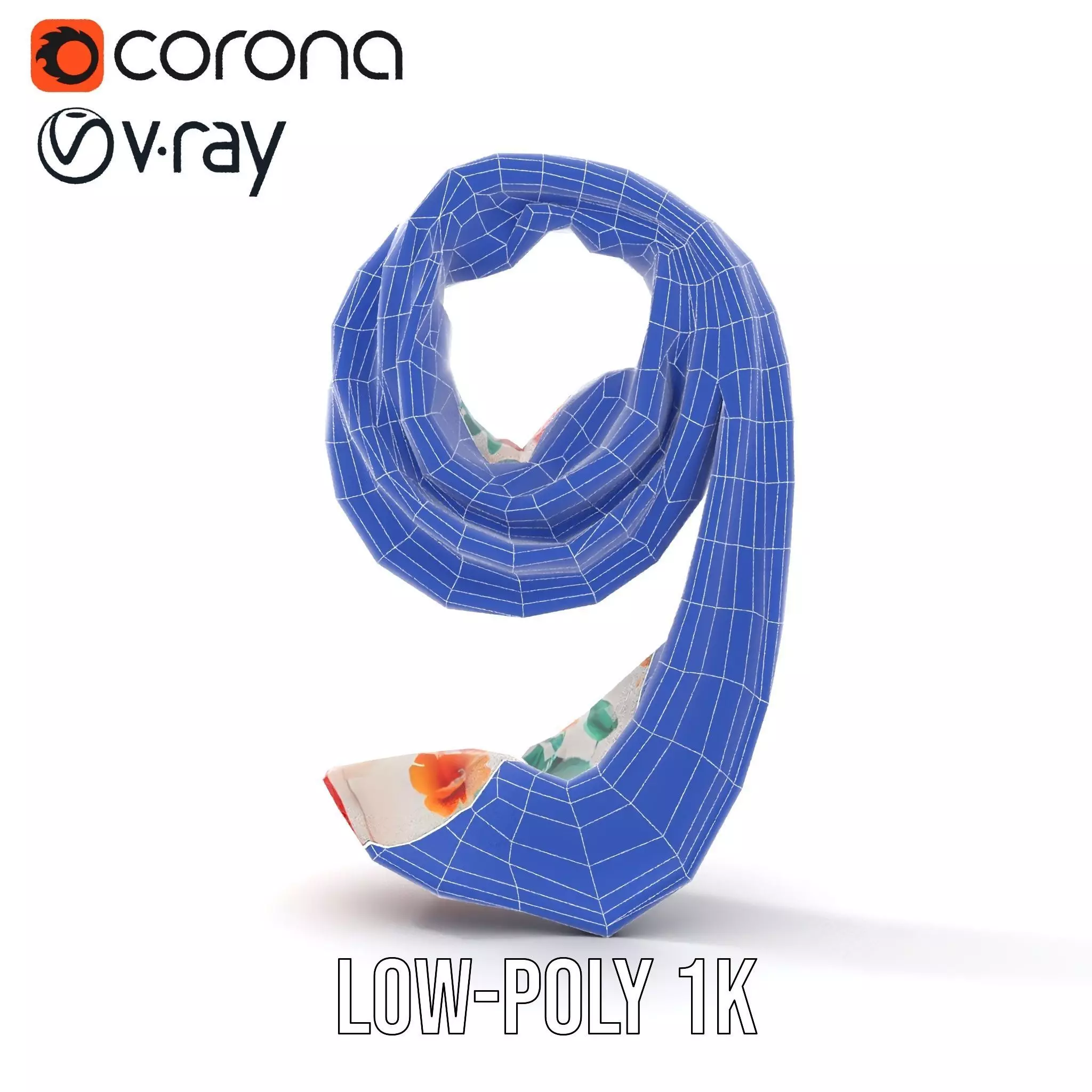 Vibrant Floral Scarf model pack Low-poly 3D model_29