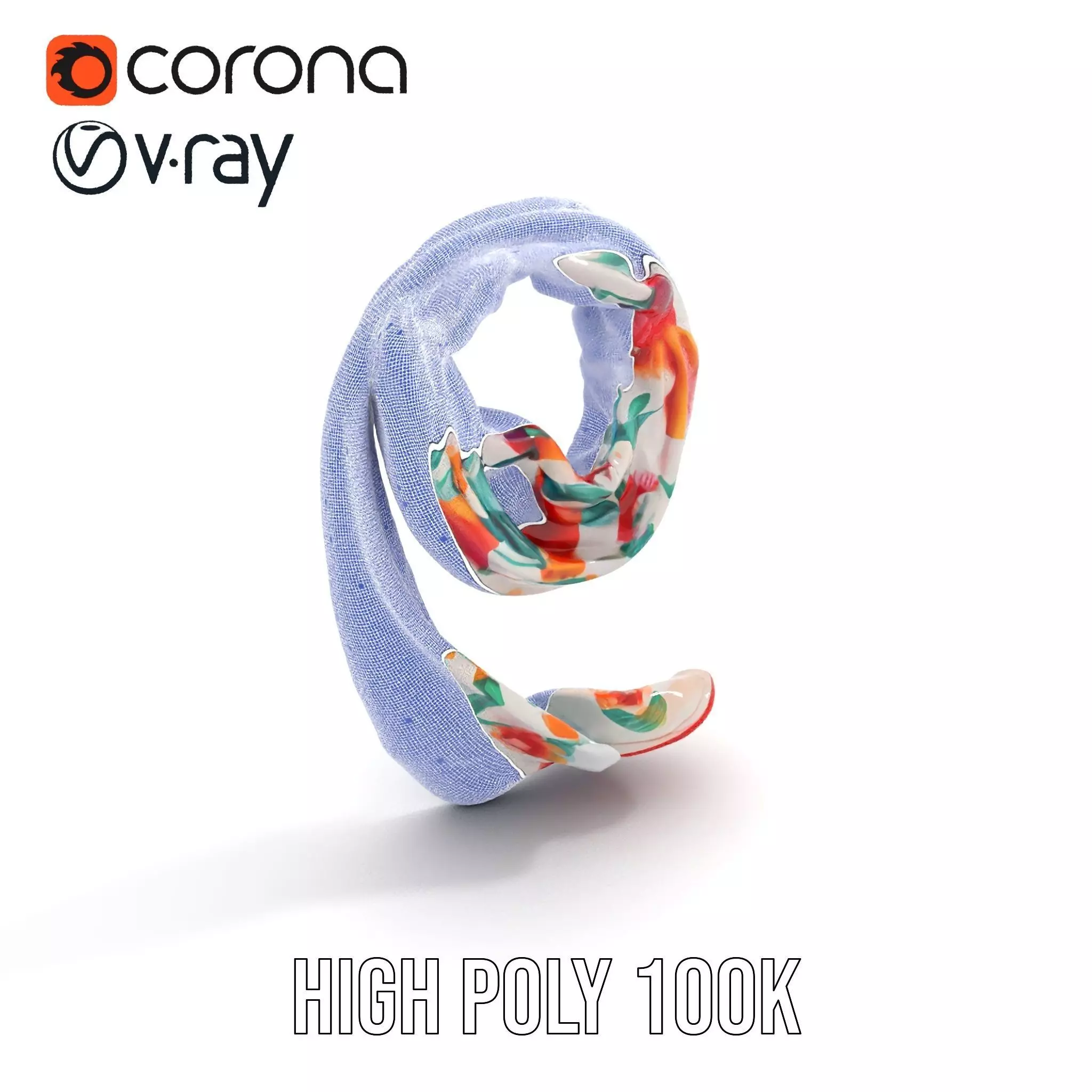Vibrant Floral Scarf model pack Low-poly 3D model_18