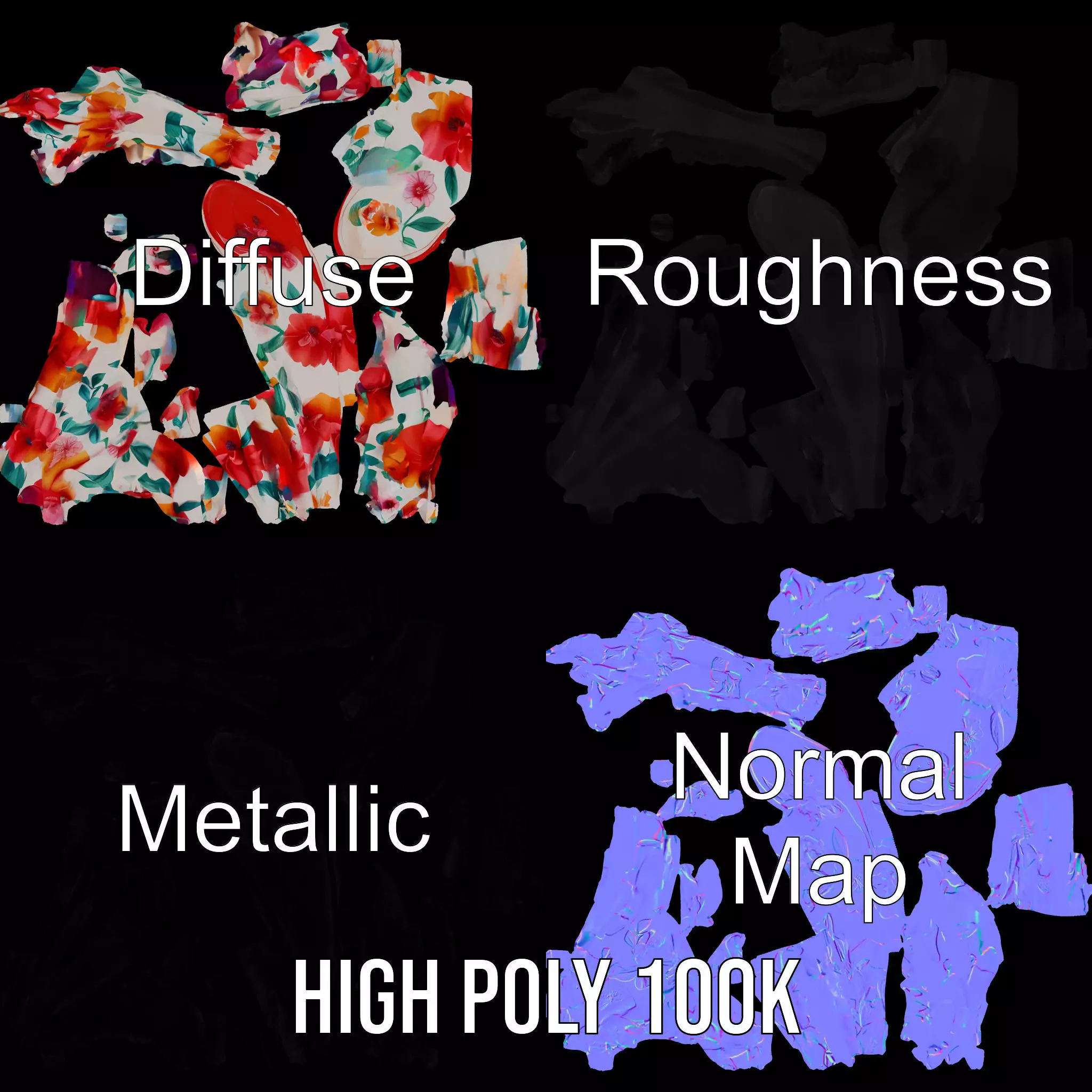 Vibrant Floral Scarf model pack Low-poly 3D model_4