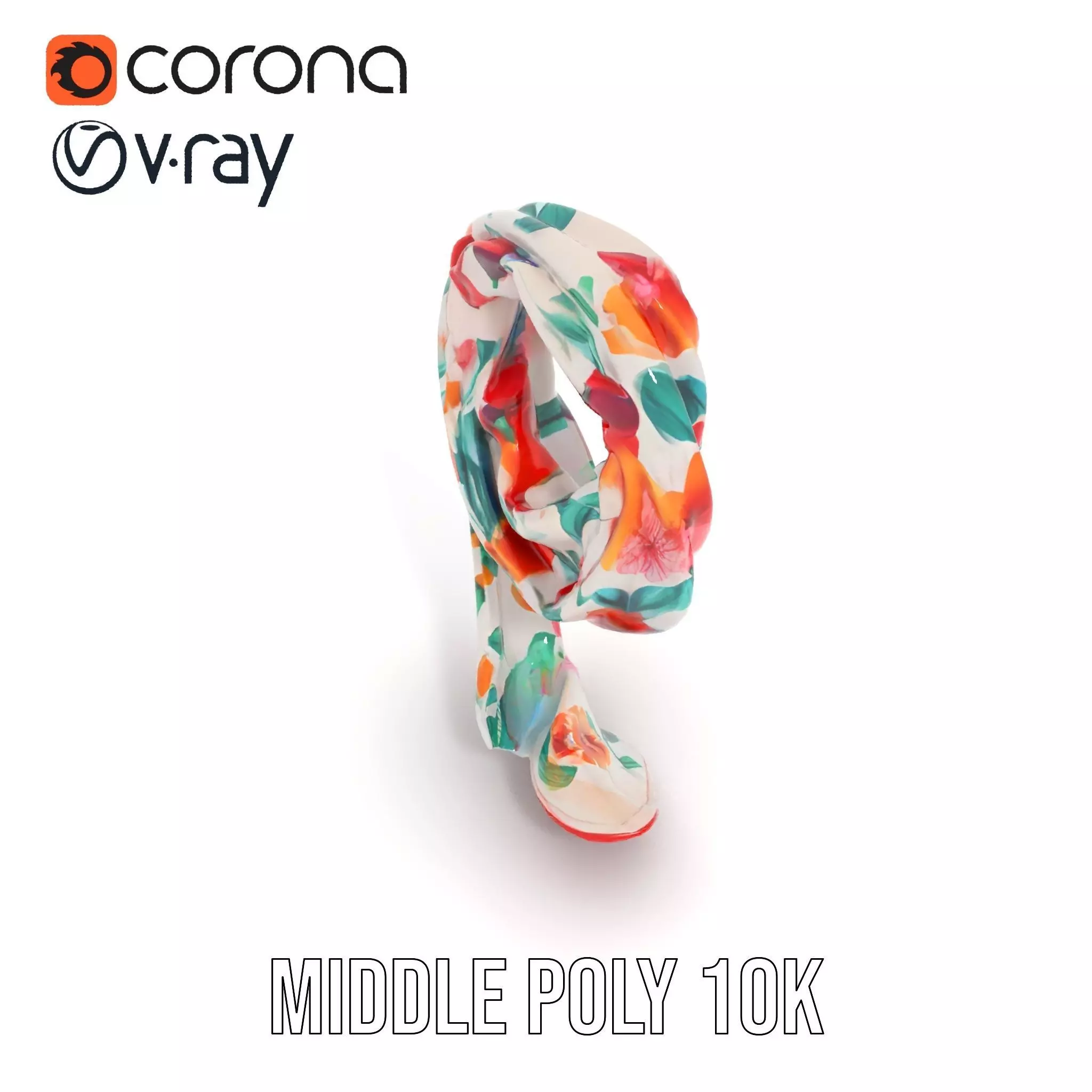 Vibrant Floral Scarf model pack Low-poly 3D model_6