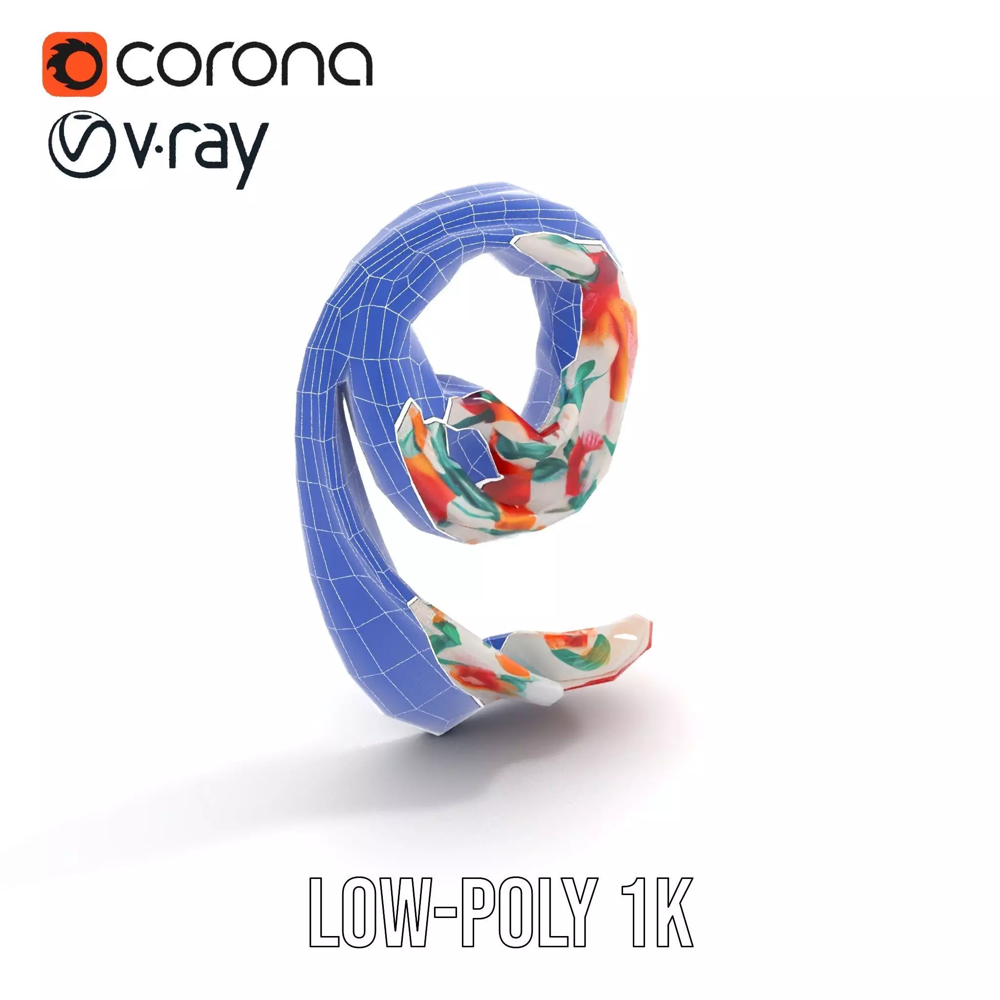 Vibrant Floral Scarf model pack Low-poly 3D model_17