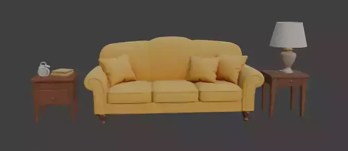 Cartoon sofa set Disney style 3D model