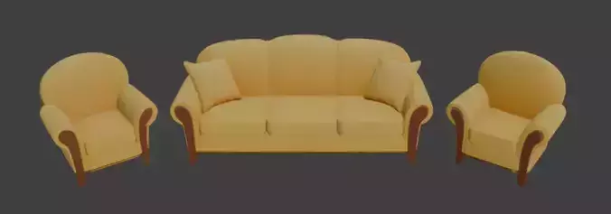 cartoon sofa set 3D model