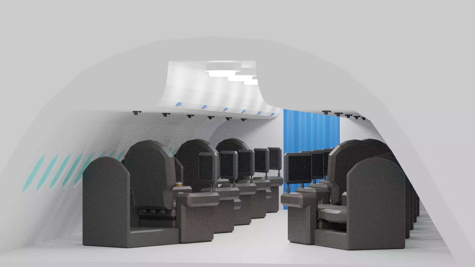 Cartoon Airplane First Class Cabin Interior 3D model_6