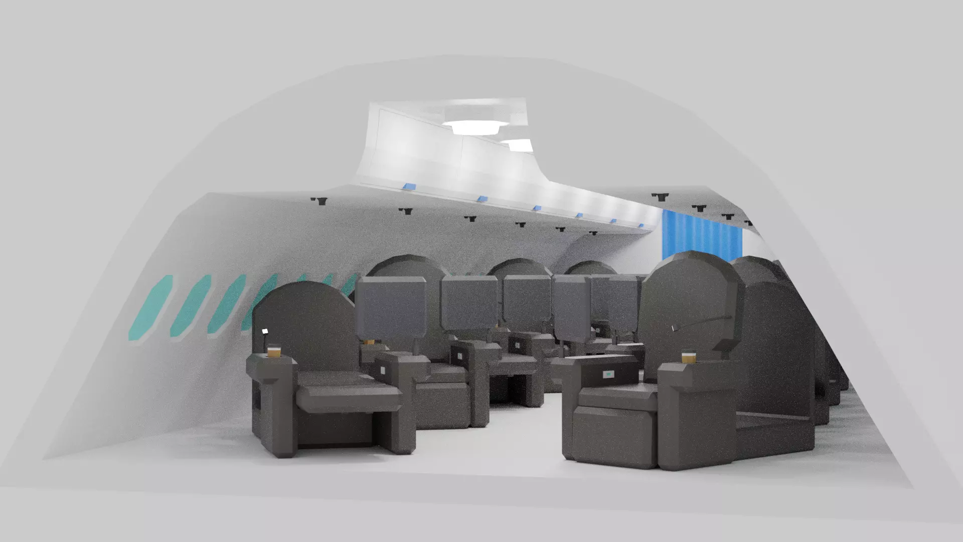 Cartoon Airplane First Class Cabin Interior 3D model_4