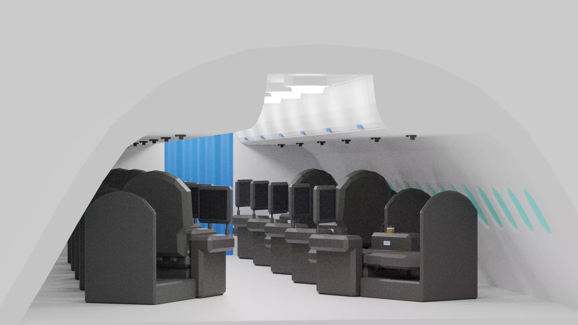 Cartoon Airplane First Class Cabin Interior 3D model_7