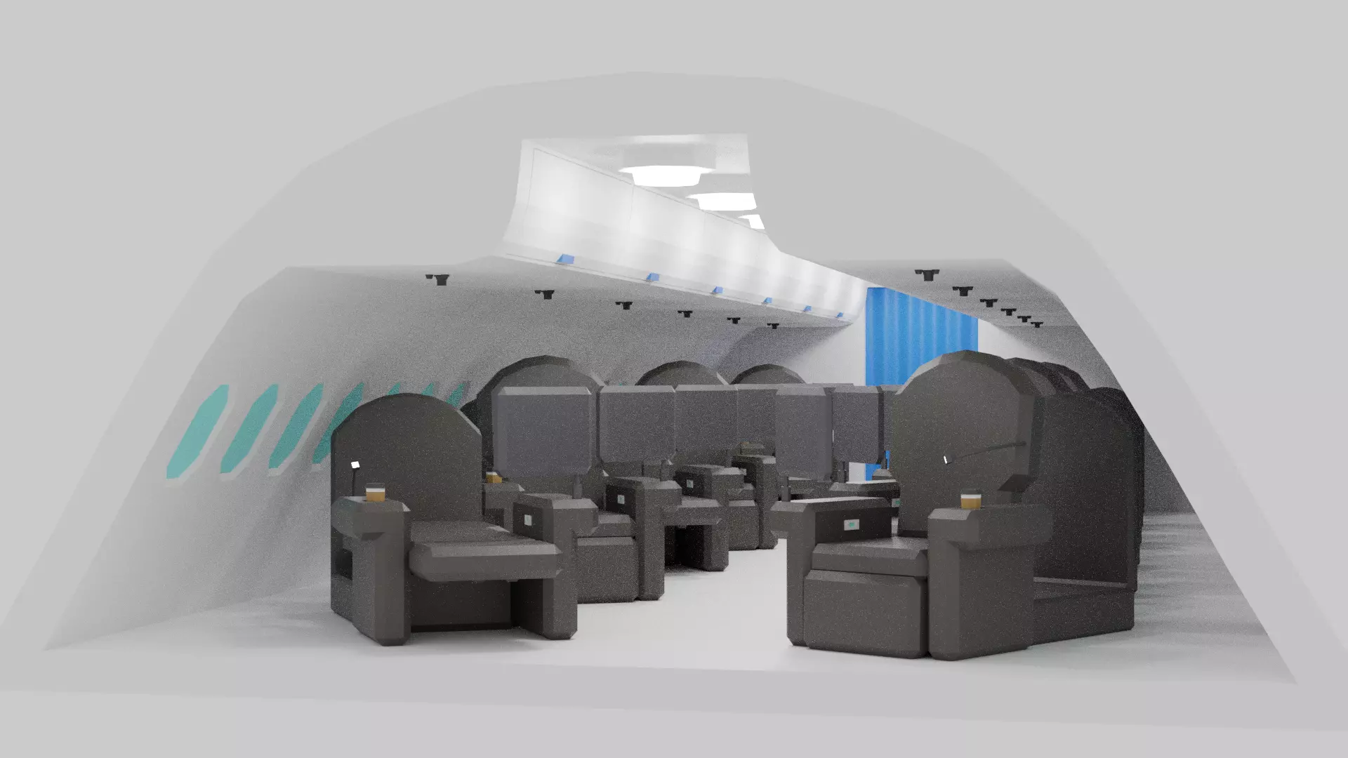 Cartoon Airplane First Class Cabin Interior 3D model_1