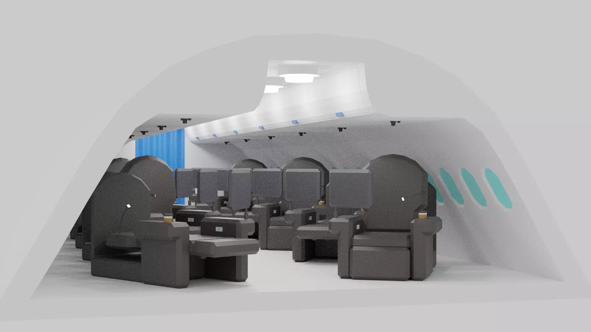 Cartoon Airplane First Class Cabin Interior 3D model_3