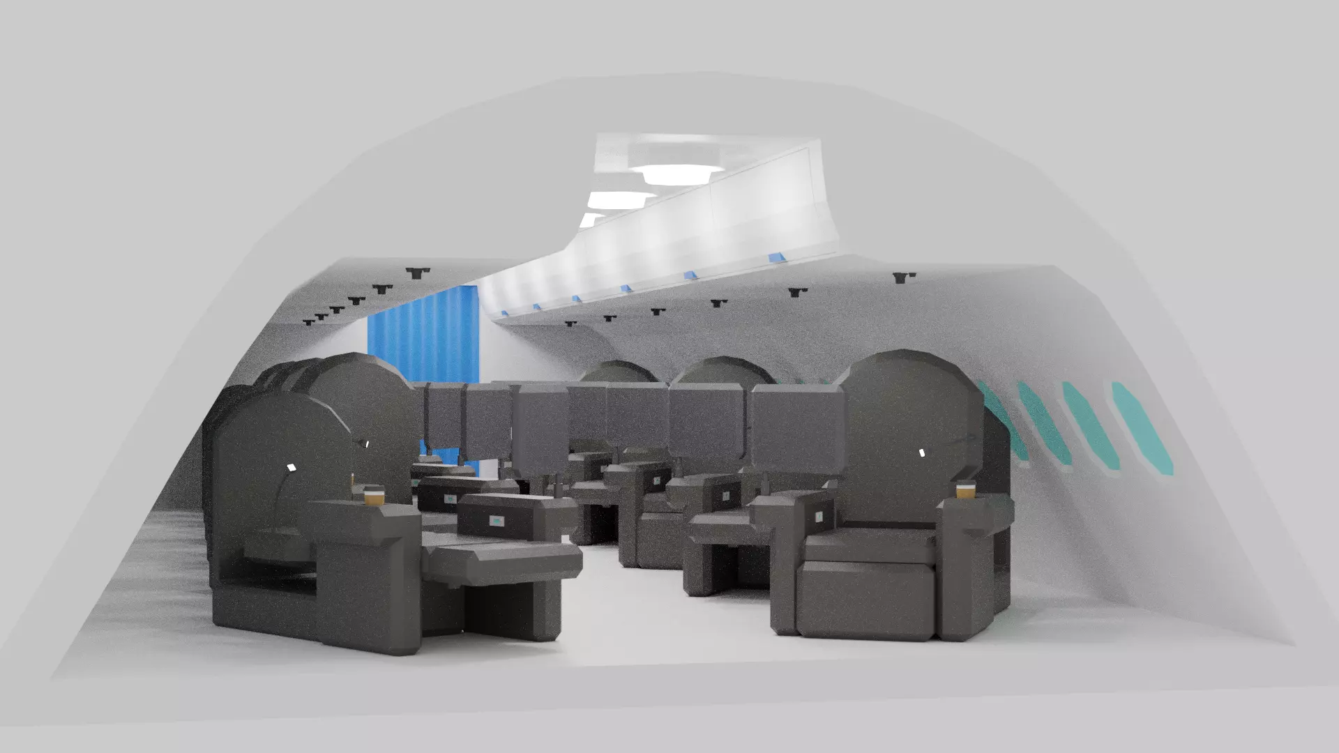 Cartoon Airplane First Class Cabin Interior 3D model_2