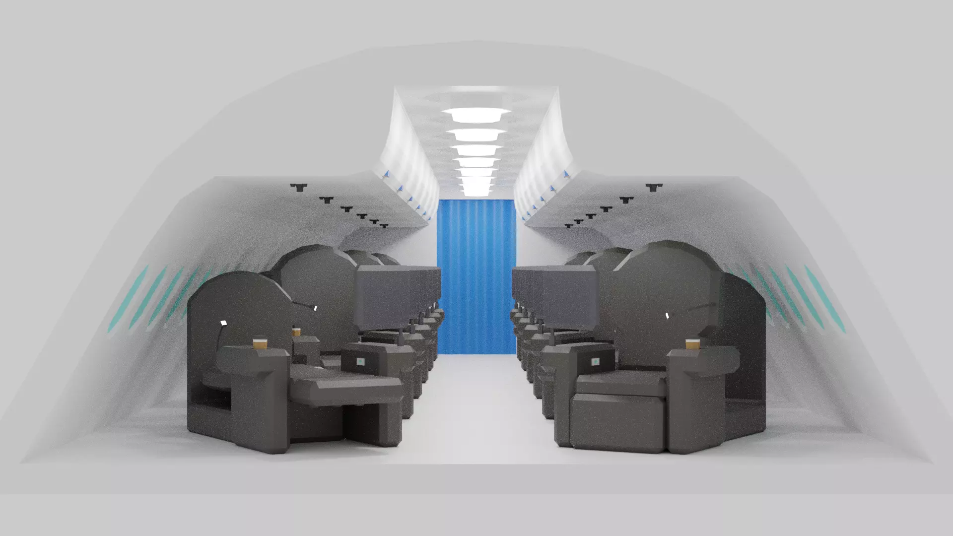 Cartoon Airplane First Class Cabin Interior 3D model_0