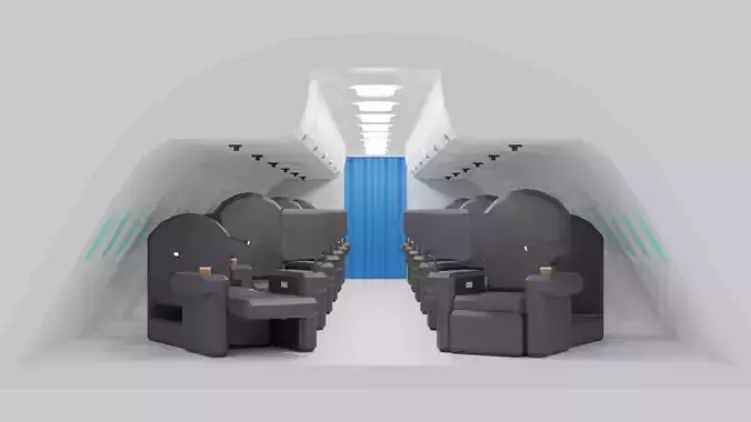 Cartoon Airplane First Class Cabin Interior 3D model