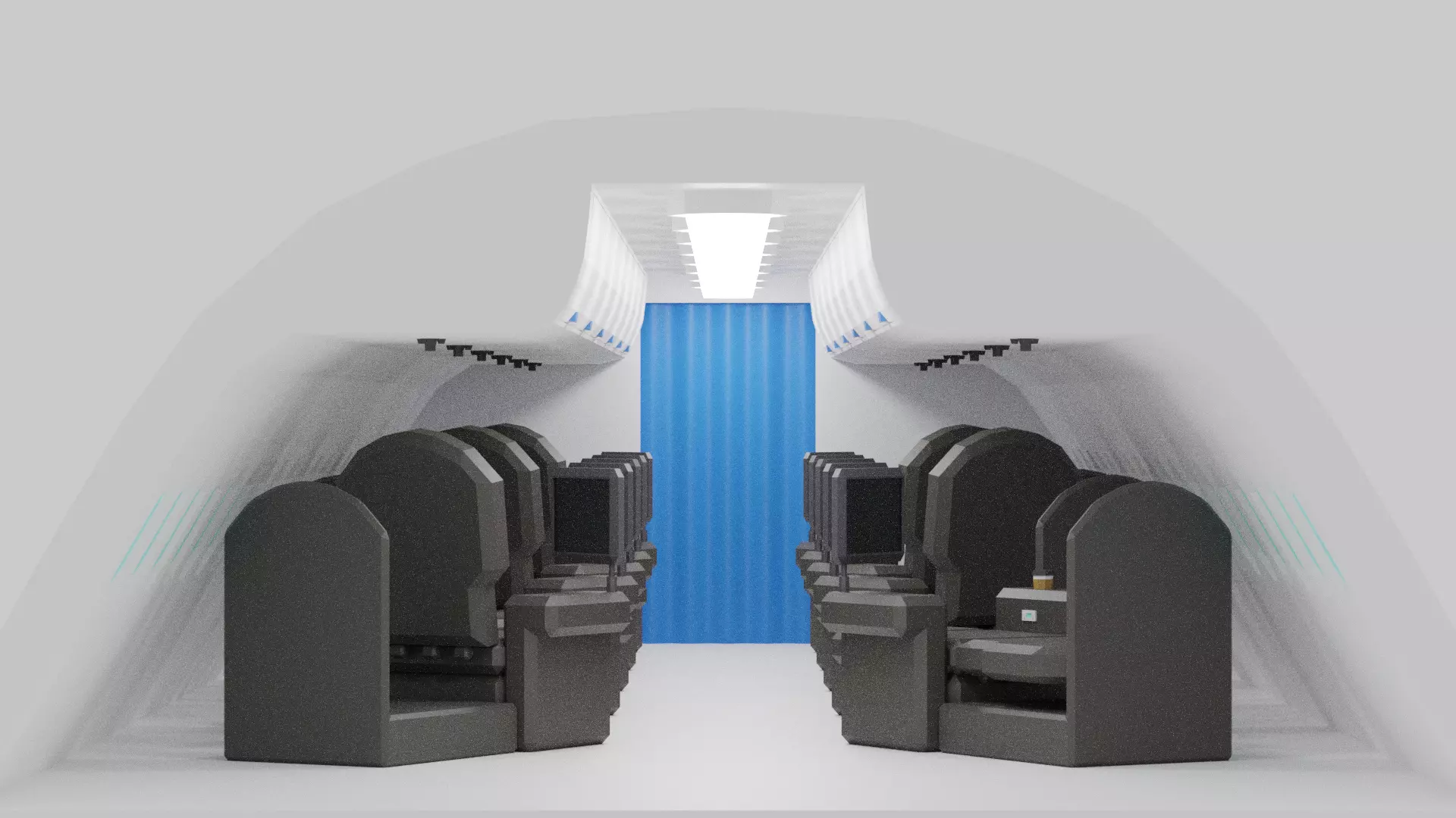 Cartoon Airplane First Class Cabin Interior 3D model_5