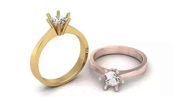 Solitaire Ring STL 3D Model for Jewelry