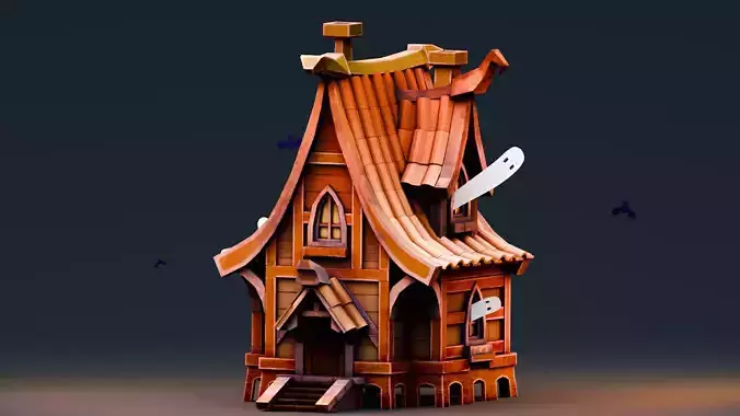 Stylized Halloween Props - Haunted House Low-poly 3D model