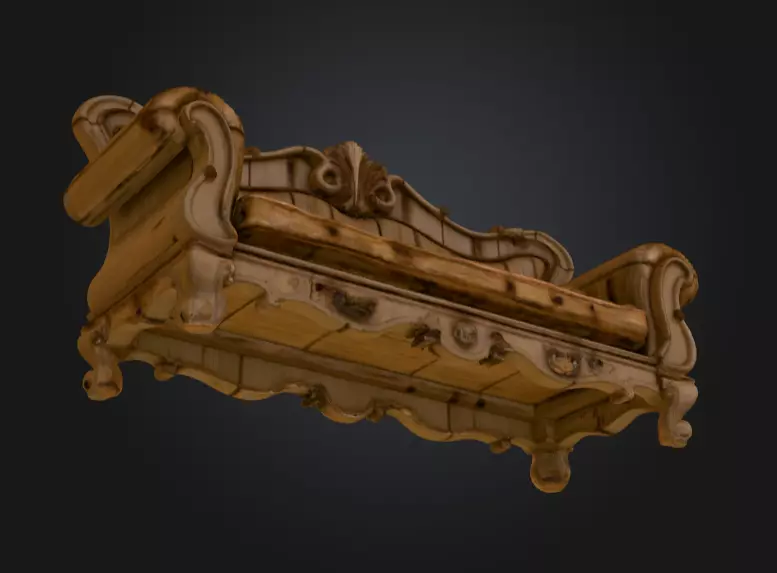 Decayed Baroque Sofa Low-poly 3D model_11
