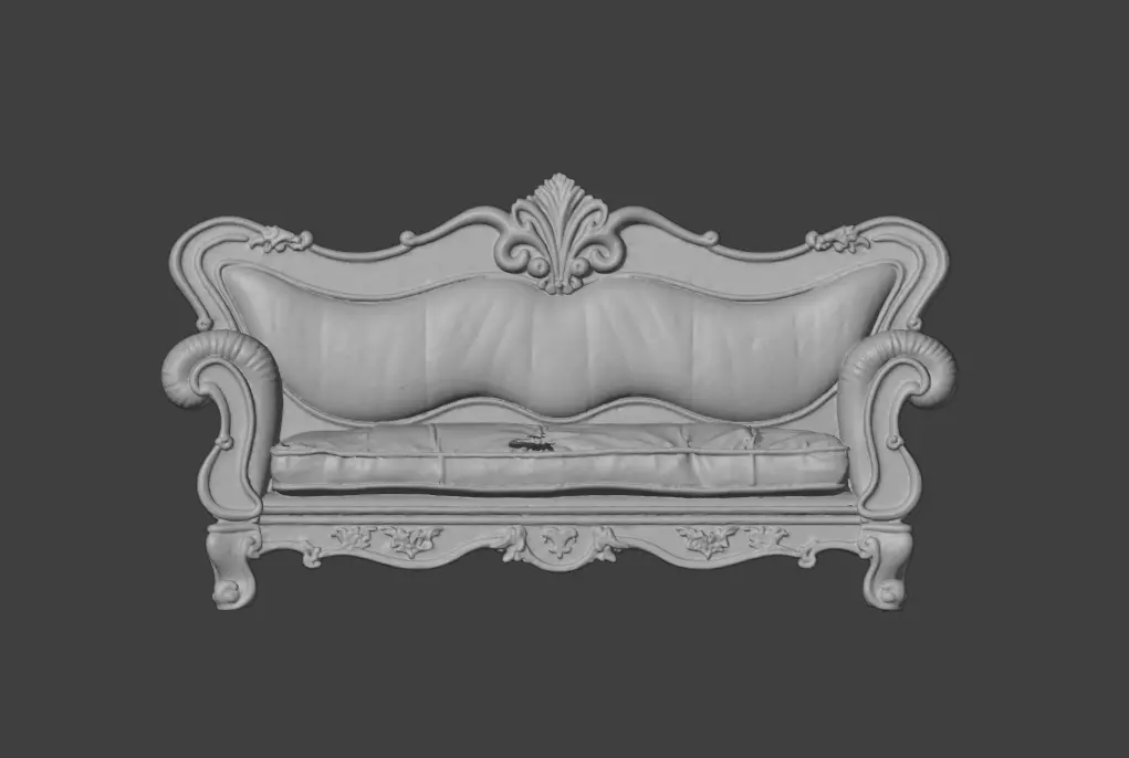 Decayed Baroque Sofa Low-poly 3D model_12