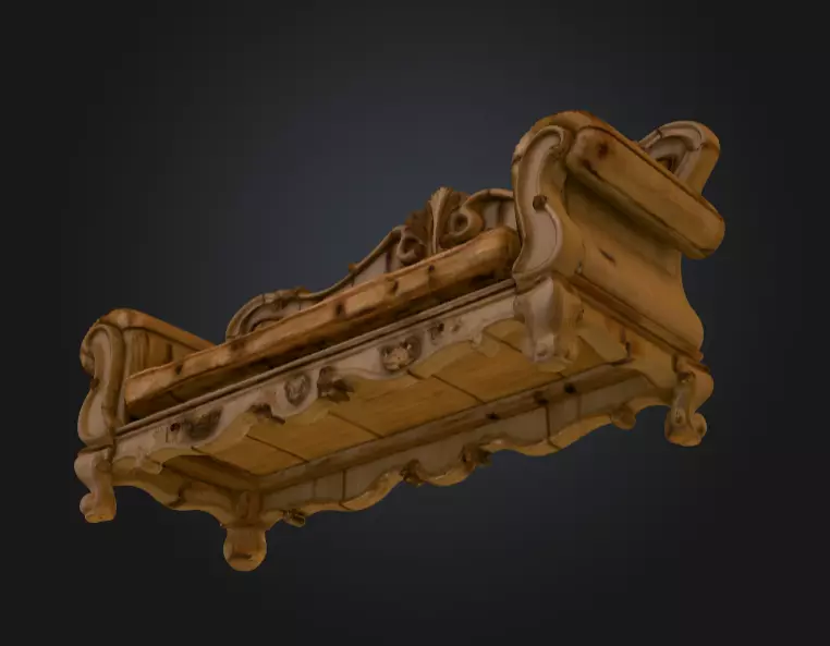 Decayed Baroque Sofa Low-poly 3D model_10