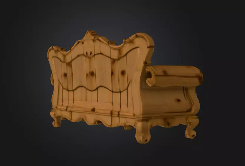 Decayed Baroque Sofa Low-poly 3D model_8