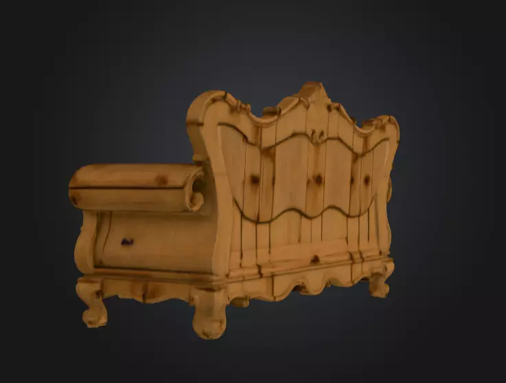 Decayed Baroque Sofa Low-poly 3D model_6