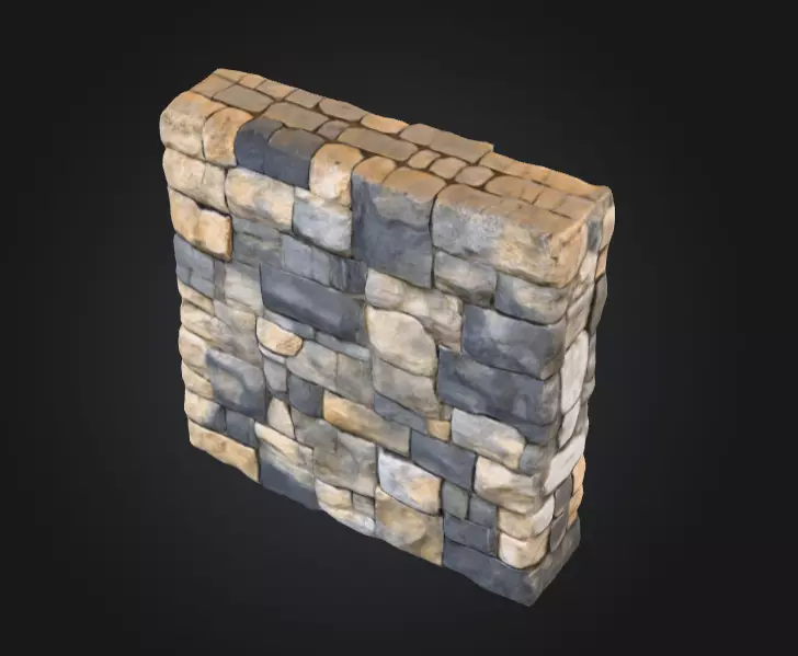 Stone Fortress Seamless Tile Low-poly 3D model_9