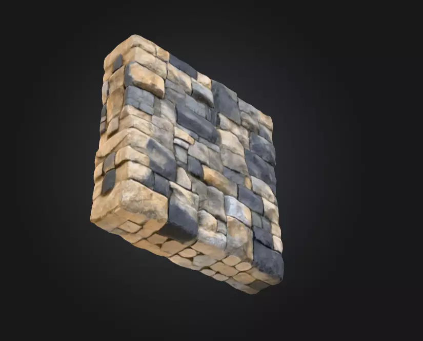 Stone Fortress Seamless Tile Low-poly 3D model_13