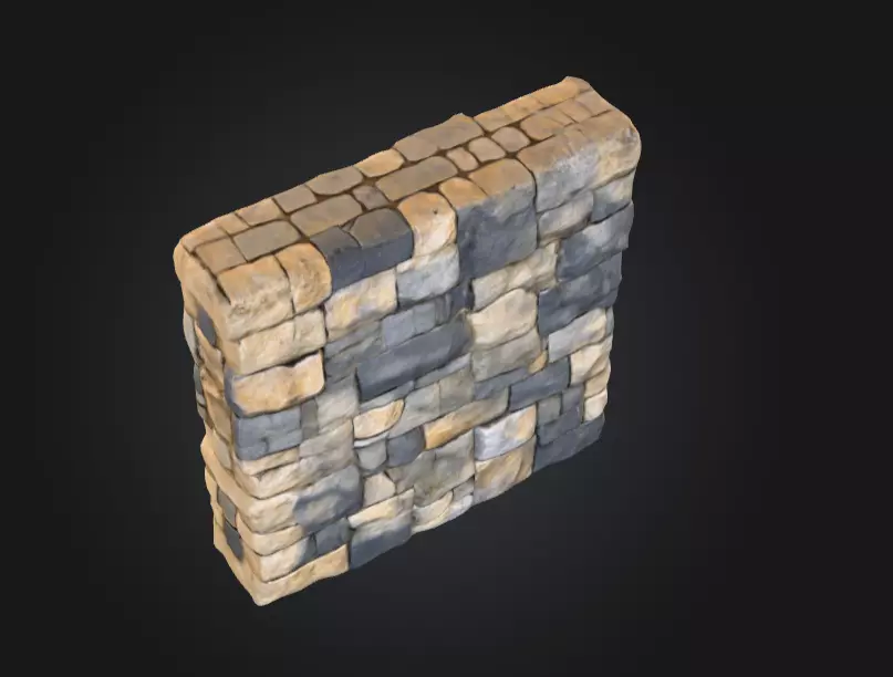 Stone Fortress Seamless Tile Low-poly 3D model_10