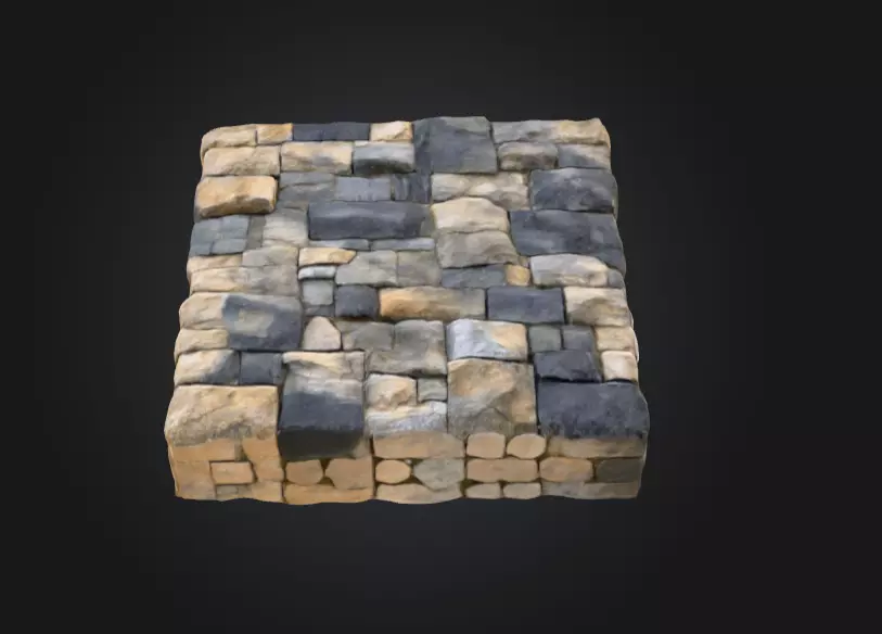 Stone Fortress Seamless Tile Low-poly 3D model_11