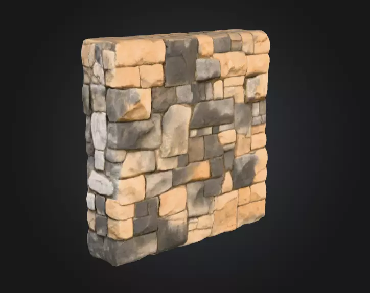 Stone Fortress Seamless Tile Low-poly 3D model_6
