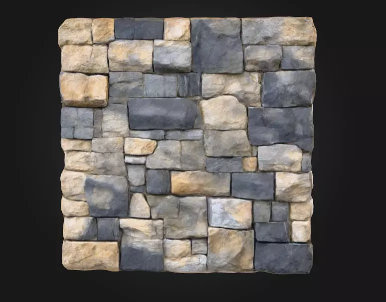 Stone Fortress Seamless Tile Low-poly 3D model_0