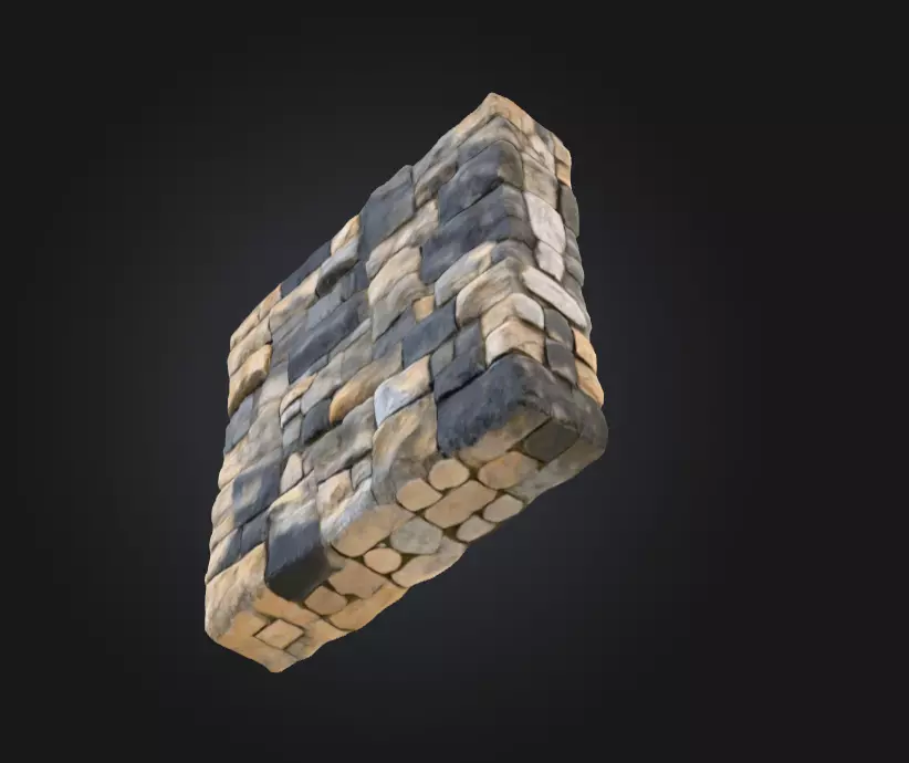 Stone Fortress Seamless Tile Low-poly 3D model_12