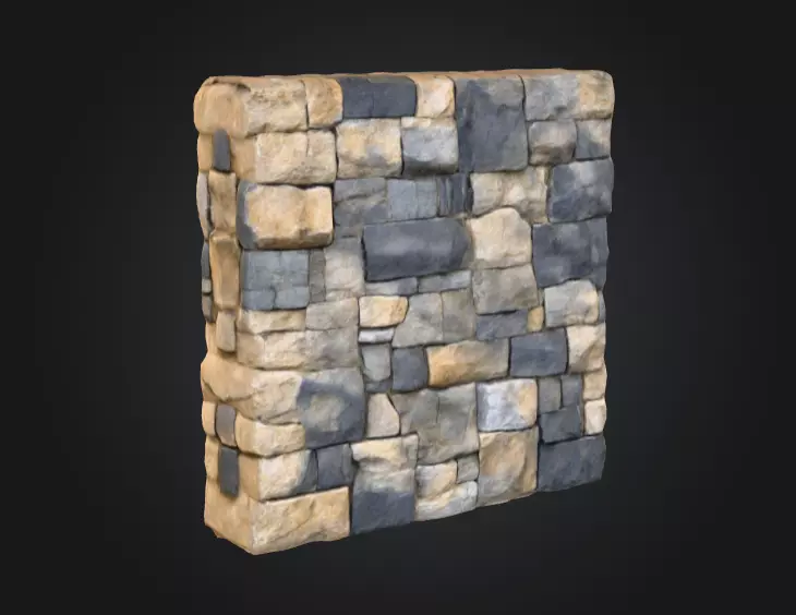 Stone Fortress Seamless Tile Low-poly 3D model_1