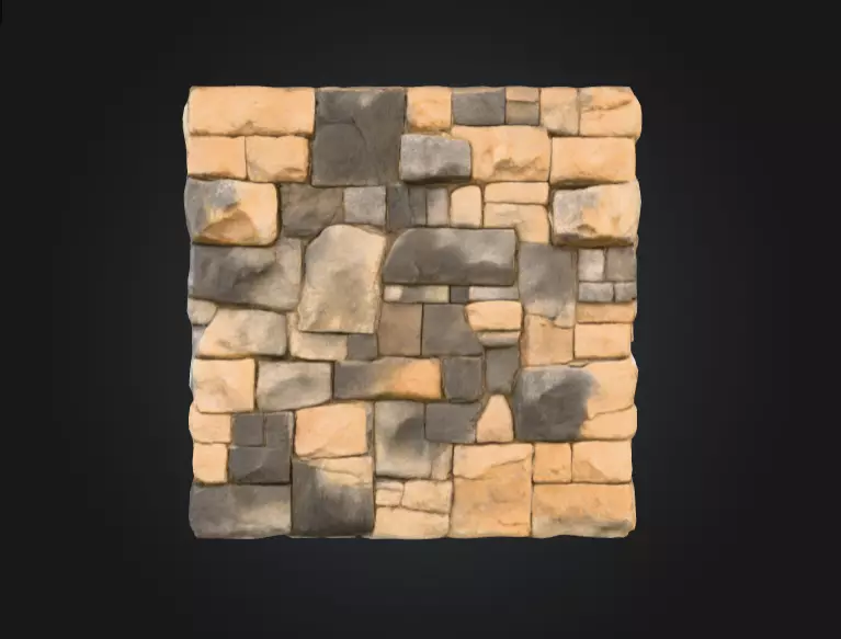 Stone Fortress Seamless Tile Low-poly 3D model_5