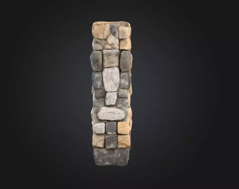 Stone Fortress Seamless Tile Low-poly 3D model_7