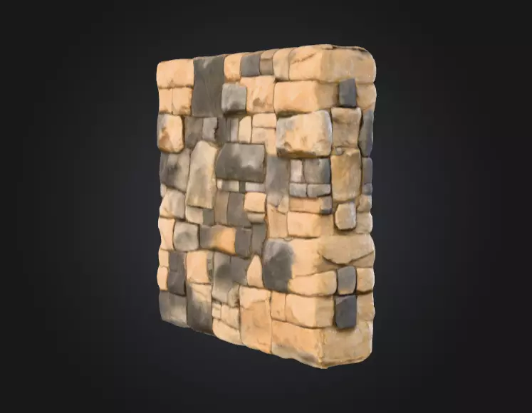 Stone Fortress Seamless Tile Low-poly 3D model_4