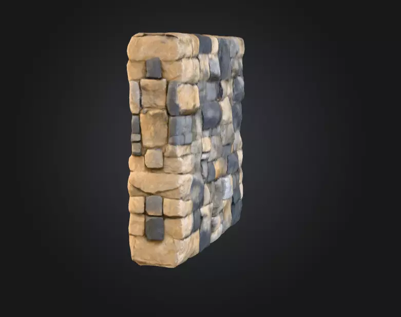 Stone Fortress Seamless Tile Low-poly 3D model_2