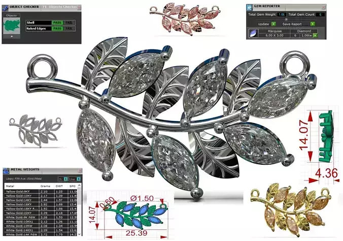 Olive Branch Jewelry stl 3dm Pendant Model jp0348