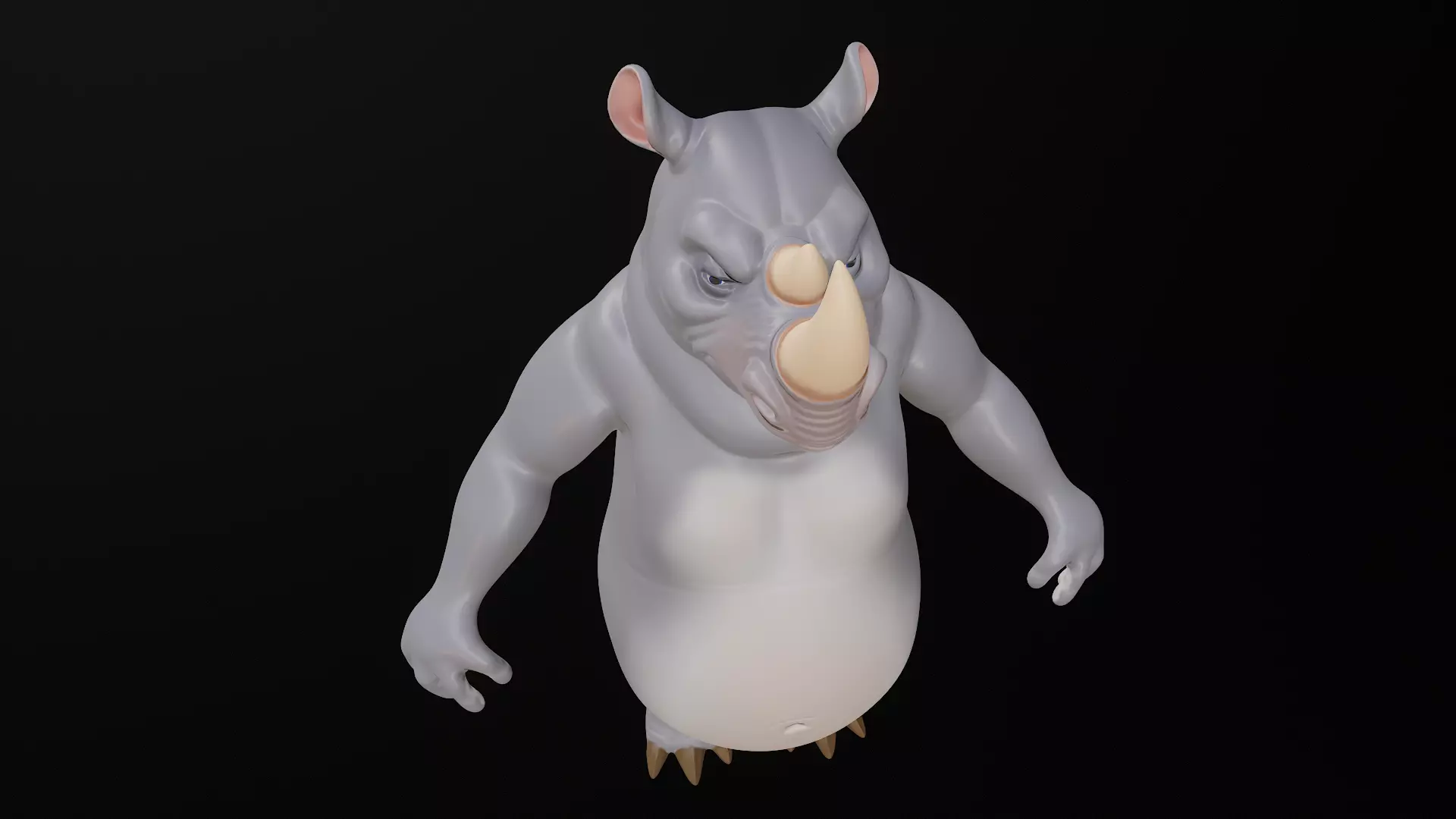 Rhino Cartoon Low-poly 3D model_12