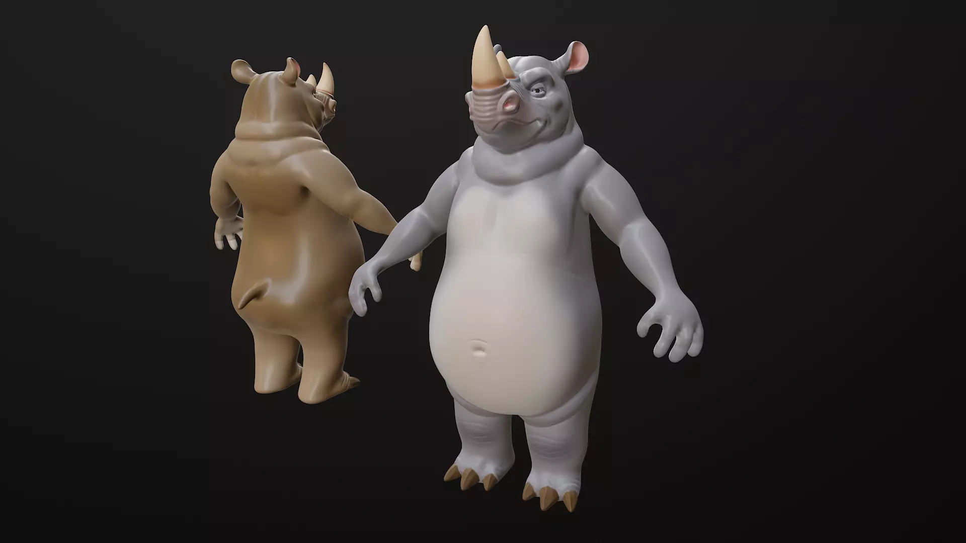 Rhino Cartoon Low-poly 3D model_16